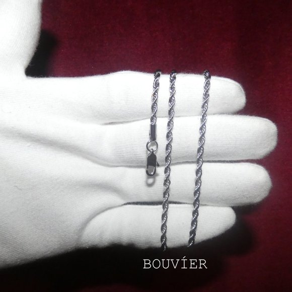 18K Solid White Gold 4mm  Rope Chain - Picture 3 of 4